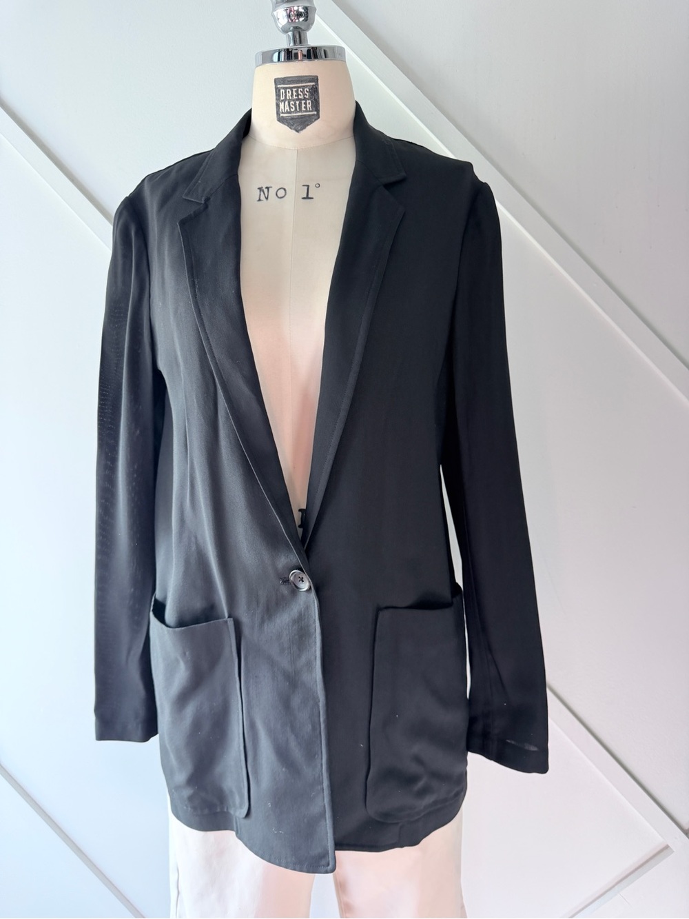 Jenni Kayne Wool Blend Blazer Black XS | Oversized Minimal Quiet Luxury
